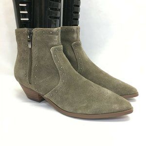 Marc Fisher Leather Western Detailed Ankle Boots